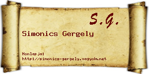 Simonics Gergely névjegykártya